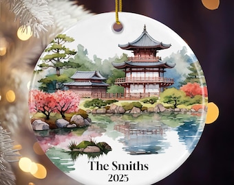 Personalized Japan Ornament: Japanese Temple, Custom Travel Keepsake
