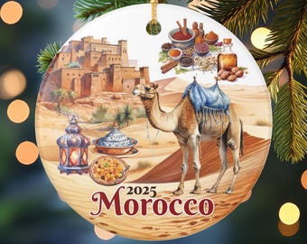 Morocco Ceramic Ornament, Cultural Design, Custom Year