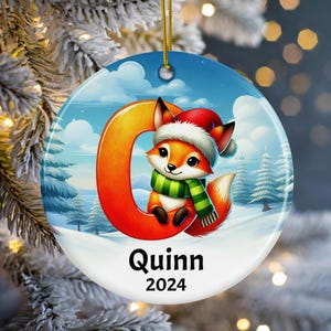 Personalized Fox Christmas Ornament 2024: Ceramic Keepsake Gift