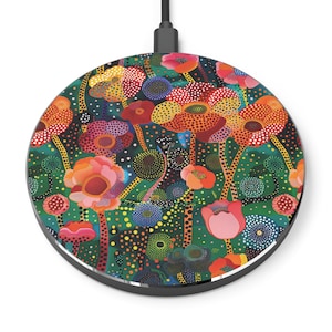 Abstract Floral Wireless Charger: Colorful Qi Charging Pad