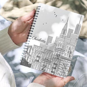 Personalized New York City Skyline Notebook, NYC Ruled Line Spiral Journal, Custom New York Name Gift, Unique Stationery for Writing