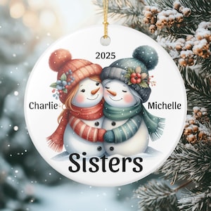 Personalized Sisters Christmas Ornament: 2025 Ceramic Keepsake