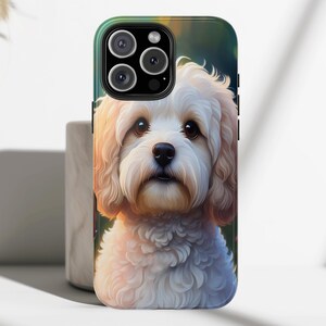 Cavapoo Dog Art mobilskal | Skyddande glansigt fodral