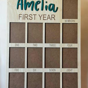 Mi primer año Tablero de fotos de un año Tablero de hitos de madera Tablero de hitos del primer cumpleaños Decoraciones para el primer cumpleaños Banner de fotos de 12 meses