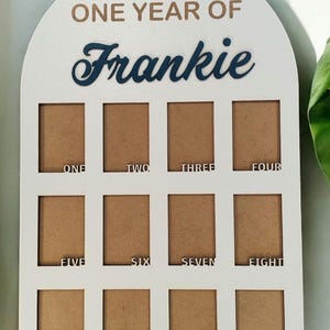 1e verjaardag bord, houten fotobord, één jaar fotobord, mijlpaalbord, eerste verjaardagsdecoratie meisje, 12 maanden fotobanner