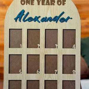 Tablero de fotos de un año, cartel del primer año de mi bebé, tablero del primer año, marco de 12 meses, decoración de cumpleaños, collage de fotos del primer cumpleaños