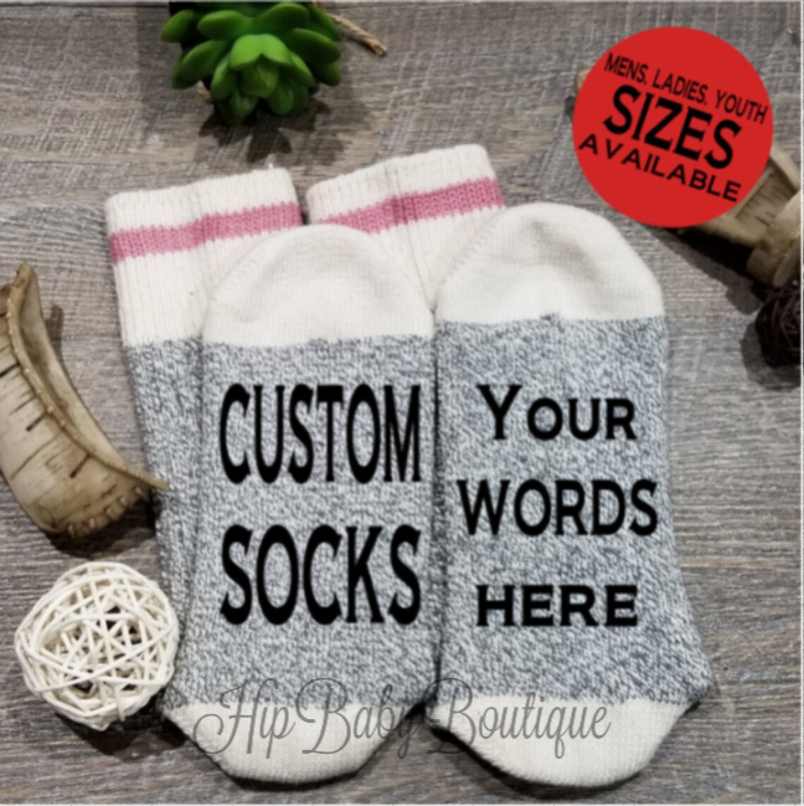Custom Word Socks Various Sizes Fun Novelty Comfy Cotton Etsy