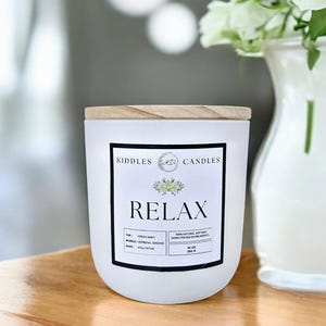 Candela Relax Mint & Eucalipto / Fragranze Spa / Artigianali / Aromaterapia / Cera di soia di qualità superiore / Miscela calmante di menta ed eucalipto