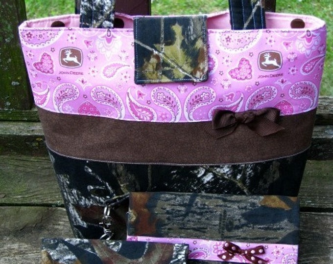 Mossy Oak Camo and Pink John Deere Purse Wallet 3 Pc Set Etsy