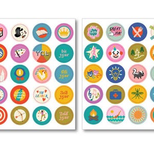 Adesivos de distintivo de mérito para acampamento de meninas