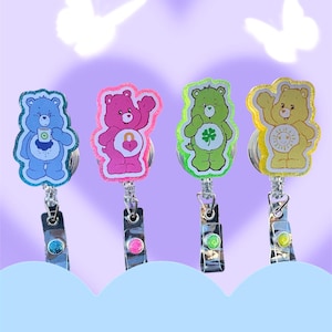 Care Bear Inspired Badge Reels, Bear badge reel, Care bear badge reel, RN badge reel, Love badge reel, Color Retractable Badge Reel.