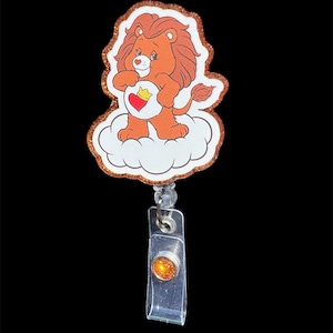Lion Heart Inspired Badge Reel, Friend Bears badge reel, Care bear badge reel, RN badge reel, Brave bear badge, Retractable Badge Reel.
