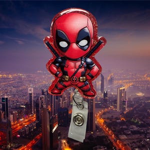 Hero Badge reel, Inspired by Deadpool badge reel, Nurse badge reel, Teacher badge reel, Glitter badge reel, Retractable Badge reel.