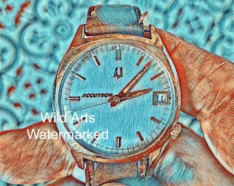 Präsentiere deine Leidenschaft in einer vintage 1970er Bulova Arctron 14k Vergoldeten Stimmgabel Armbanduhr.