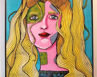 Patchwork - Framed Acrylic Painting