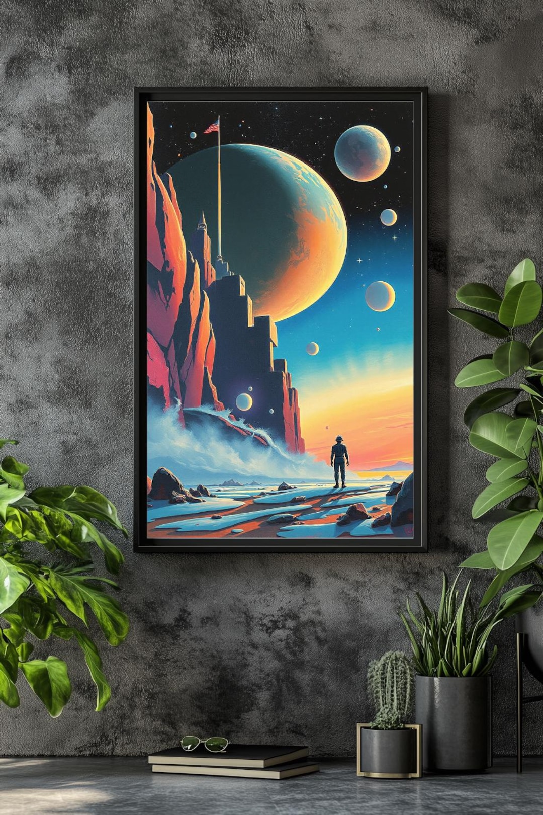 Retro Futuristic Space Art Print: Cosmic American Explorer - Etsy UK