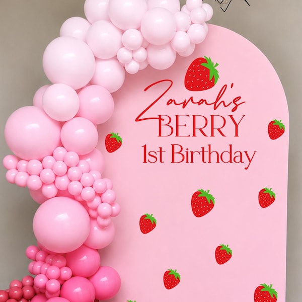 Personalised Berry First Birthday Vinyl Decal/Backdrop Text/ Large DIY Event Signage / Balloon Arch Label/ STICKER ONLY
