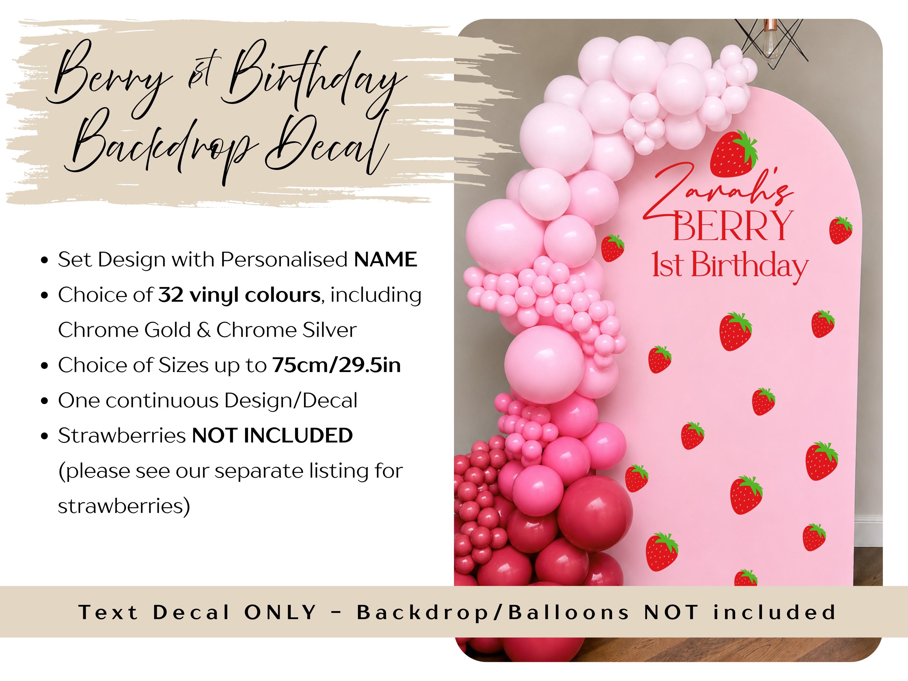 Personalised Berry First Birthday Vinyl Decal/backdrop Text/ Large DIY ...