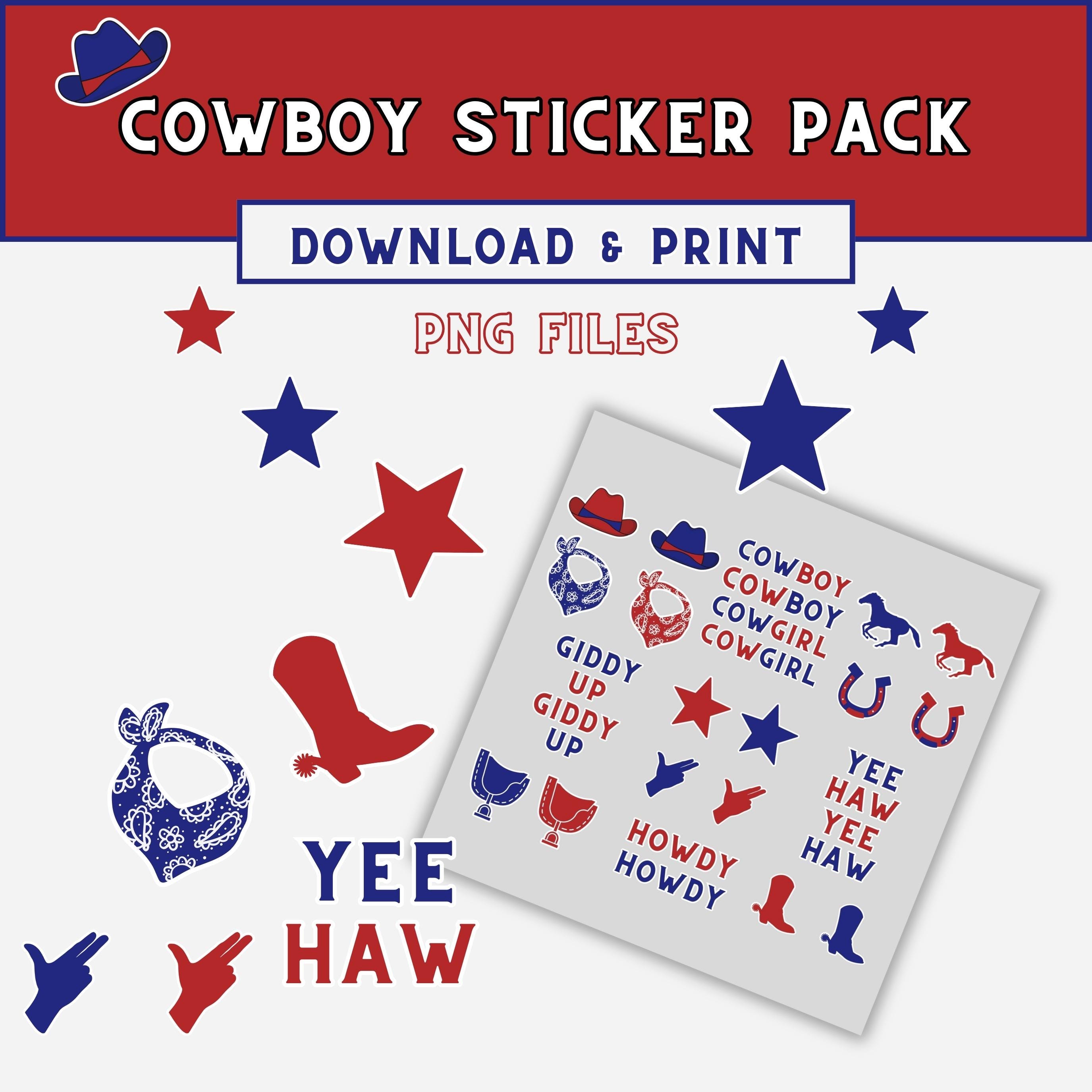 Cowboy Sticker Bundle: Western PNG Graphics (digital Download) - Etsy