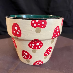 Hand Painted Mushroom Plant Pot