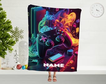 Personalized Gamer Blanket, Custom Gaming Room Decor