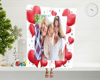 Personalized Family Photo Blanket, Custom Minky or Sherpa Throw