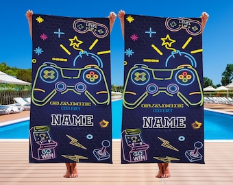 Personalized Game Console Beach Towel, Custom Cotton Pool Towel