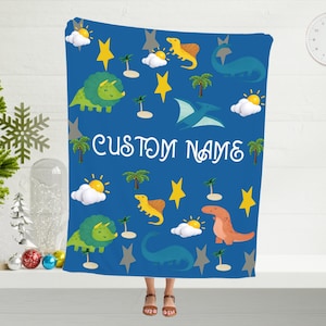 Monogrammed Blanket, Custom Blanket - Dinosaur Print Customized Blanket for Boys, Blanket for Girls, Personalized Baby Blanket