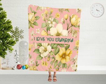 Personalized Floral Minky Blanket, Vintage Rustic Style