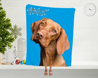 Personalized Pet Photo Blanket, Custom Dog or Cat Name Blanket