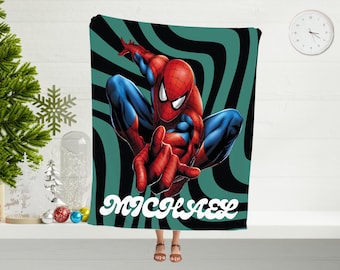Personalized Spider Hero Blanket, Custom Name Minky Blanket