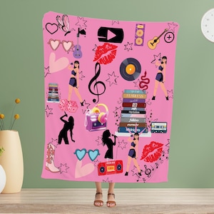 Personalized Taylor Childs Blanket, Swifty Blanket, Sticker Collage Blanket, Birthday Gift, Girls Blanket