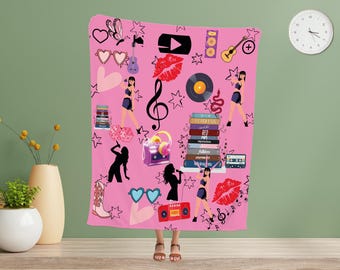 Personalized Music Fan Blanket, Sticker Collage, Swifty Gift
