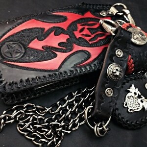 Cartera con forma de ataúd de vampiro, cadena gótica de murciélago, clip de motociclista metalero, estilo Ooak, hecha a mano en EE. UU., Halloween