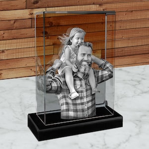 Custom 3D Photo Crystal, Birthday Present, Anniversary Gift, Gift for Parents, Holiday Gift Idea, Pet Lovers | Best Vandam Leather 3D Photo