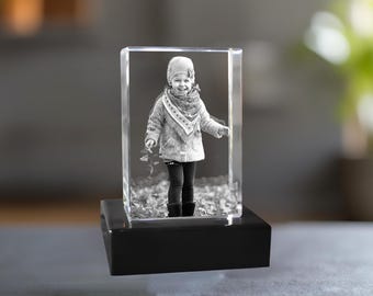 Niestandardowy grawerunek zdjęć 3D w kryształach, spersonalizowana lampka nocna