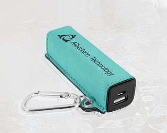 Personalized Power Bank, Phone Charger 2200mAh, Leather Engraved, Custom Travel Accessories, Handmade Gift for Her/Him | Best Vandam Leather