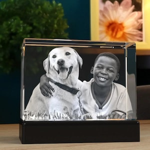 Personalized Laser Etched Glass, Holidays Gift, Custom Family Portrait, Gift for Mom, Bedroom Decor | Best Vandam 3D Photo