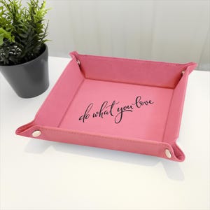 Engraved Leather Tray, Office Gift, Home Favors, Catchall Tray for Puzzles, Leather Valet, Laser Customized | Best Vandam Leather Tray