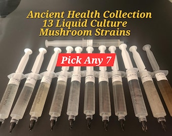 Medicinal Mushroom Liquid Culture Mycelium: Pick Any 7 Strains