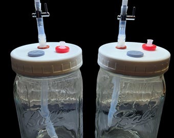 Sistema de extracción con tapa Luer Lock para cultivo líquido de hongos, boca ancha o regular.