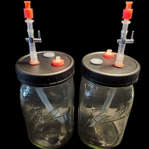 Mushroom Liquid Culture Luer Lock Lid Extraction System, Wide Mouth or Regular