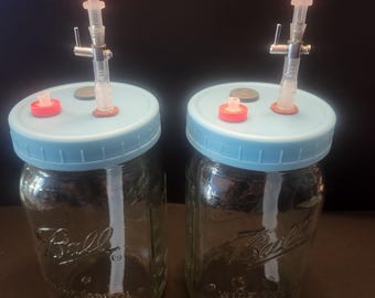 Sistema de extracción con tapa Luer Lock para cultivo líquido de hongos, boca ancha o regular.