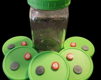Mushroom Liquid Culture Mycelium JAR LIDS, Set of 6, Wide Mouth or Regular
