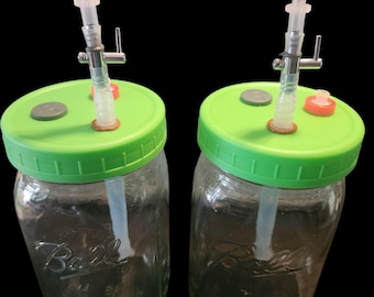 Mushroom Liquid Culture Luer Lock Lid Extraction System, Wide Mouth or Regular
