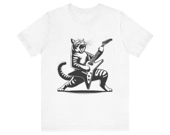 Funny Cat Playing Guitar T-Shirt: Rock and Roll Music Lover Gift
