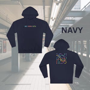 Sweat à capuche unisexe carte du métro de New York, sweat à capuche de NYC, pull de la ville de New York, sweat-shirt tendance, cadeau pour amateur de voyage