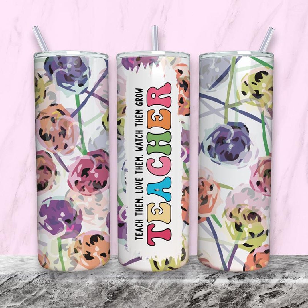 Teacher 20 Oz Skinny Tumbler Wrap PNG Floral Teacher Tumbler ...