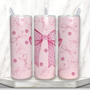 Wrap beker met roze strik: girly coquette-ontwerp (digitale png-download)