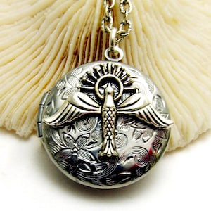 Holy Spirit Dove Locket Pendant Necklace, handmade jewelry, Dove jewelry, Bird Lover Christian gift